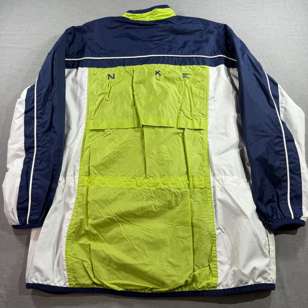 Nike Windbreaker Jacket Large L(12-14)‎ Navy Green White Excellent Zip Up Retro